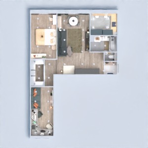 floorplans butas miegamasis svetainė virtuvė biuras 3d