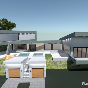 planos casa terraza exterior iluminación arquitectura 3d