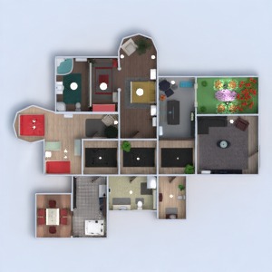 floorplans 独栋别墅 露台 卧室 客厅 3d