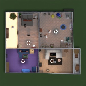 planos cocina casa terraza descansillo 3d