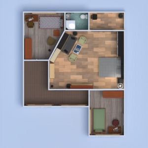 floorplans 独栋别墅 露台 浴室 卧室 客厅 家电 结构 3d