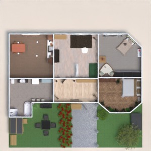 planos casa terraza dormitorio salón habitación infantil 3d
