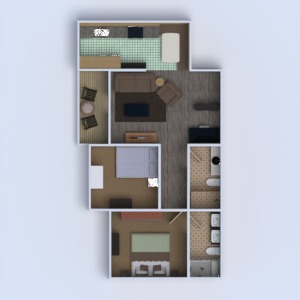 planos apartamento terraza muebles cuarto de baño dormitorio salón cocina reforma descansillo 3d