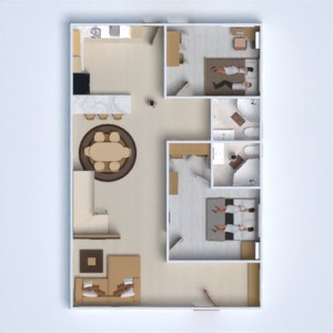 floorplans virtuvė vonia biuras terasa 3d