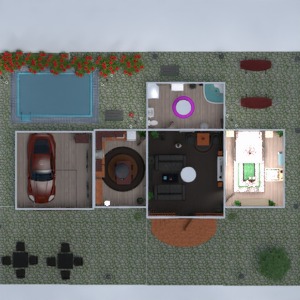 floorplans vonia miegamasis svetainė garažas virtuvė eksterjeras 3d