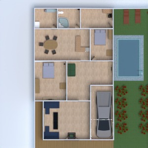 planos casa terraza muebles cuarto de baño arquitectura 3d