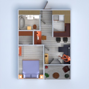 planos apartamento terraza muebles decoración cuarto de baño 3d