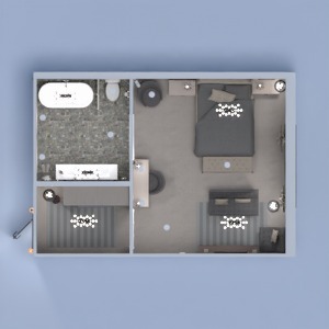 floorplans meubles salle de bains chambre à coucher eclairage entrée 3d