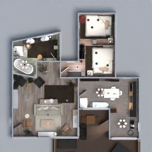 planos dormitorio terraza trastero garaje descansillo 3d