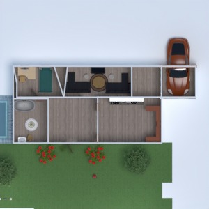 planos casa cuarto de baño dormitorio salón garaje 3d