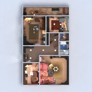 floorplans appartement salle de bains chambre à coucher salon cuisine rénovation 3d