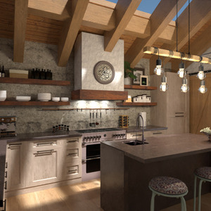 floorplans mobílias cozinha área externa iluminação 3d