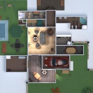 floorplans namas vonia miegamasis svetainė eksterjeras kraštovaizdis 3d