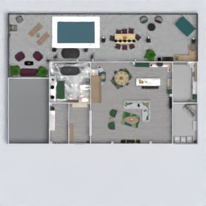planos terraza casa garaje salón paisaje 3d