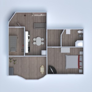 floorplans butas namas baldai miegamasis svetainė 3d