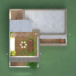planos casa cocina exterior paisaje cafetería 3d
