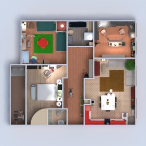 floorplans 公寓 家具 浴室 卧室 客厅 厨房 儿童房 办公室 储物室 单间公寓 3d