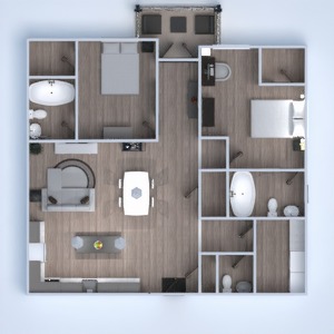 floorplans apartamento varanda inferior decoração quarto cozinha 3d
