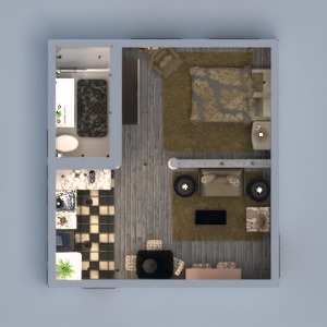 floorplans wystrój wnętrz kuchnia mieszkanie typu studio 3d