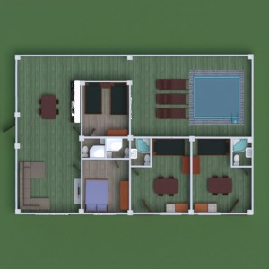 floorplans 独栋别墅 浴室 卧室 厨房 家电 3d