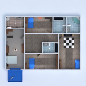 floorplans 独栋别墅 家具 装饰 浴室 卧室 车库 厨房 儿童房 照明 家电 餐厅 3d