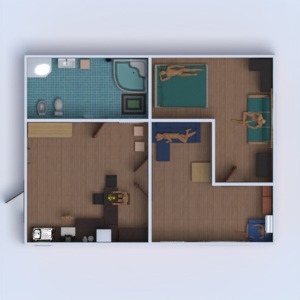 floorplans mieszkanie meble łazienka sypialnia pokój dzienny kuchnia wejście 3d