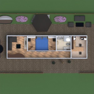 planos terraza dormitorio salón cocina 3d