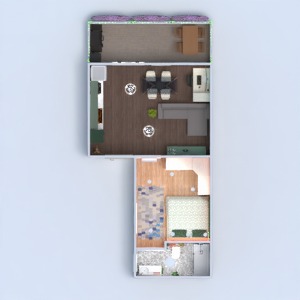 floorplans butas terasa virtuvė biuras studija 3d