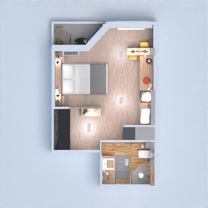 floorplans vonia miegamasis virtuvė studija 3d