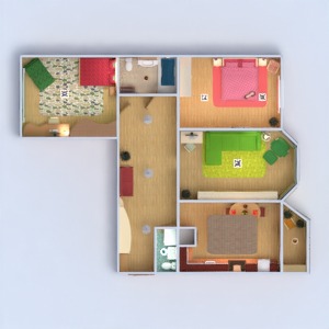 floorplans 公寓 家具 装饰 浴室 卧室 客厅 厨房 儿童房 照明 储物室 玄关 3d