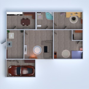 floorplans namas vonia miegamasis svetainė garažas virtuvė valgomasis 3d