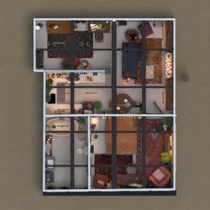 floorplans appartement meubles décoration café 3d