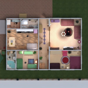 floorplans maison meubles chambre à coucher garage cuisine chambre d'enfant eclairage paysage 3d