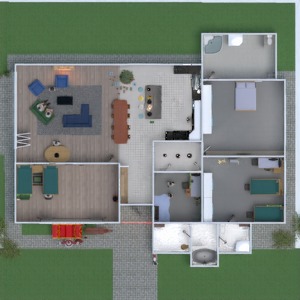 floorplans 独栋别墅 浴室 卧室 客厅 家电 3d