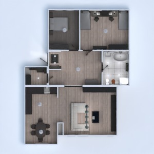 planos apartamento muebles decoración cuarto de baño dormitorio salón cocina descansillo 3d
