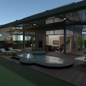 floorplans namas terasa baldai svetainė eksterjeras 3d