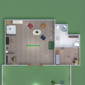 планировки дом терраса мебель гостиная гараж 3d