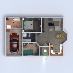 floorplans 独栋别墅 家具 装饰 浴室 卧室 客厅 车库 厨房 家电 餐厅 3d