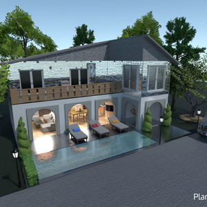 floorplans haus mobiliar wohnzimmer küche outdoor 3d