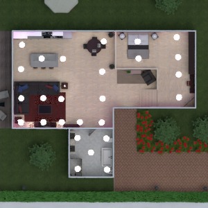 floorplans namas terasa baldai dekoras vonia miegamasis apšvietimas kraštovaizdis аrchitektūra 3d