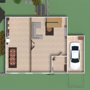 floorplans namas baldai svetainė garažas virtuvė 3d