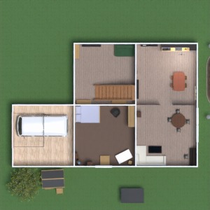 planos garaje trastero comedor terraza casa 3d