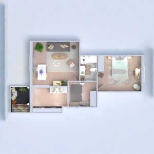 floorplans appartement chambre à coucher salon cuisine 3d