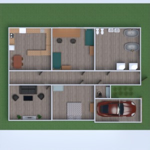 floorplans 独栋别墅 家具 浴室 卧室 客厅 车库 厨房 户外 儿童房 家电 餐厅 3d