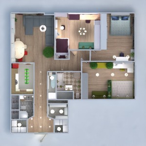 floorplans appartement chambre à coucher cuisine rénovation salle à manger 3d