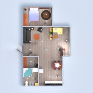 floorplans appartement salle de bains chambre à coucher salon cuisine studio entrée 3d