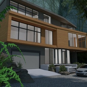 planos casa terraza garaje exterior arquitectura 3d