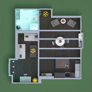 floorplans namas vonia svetainė virtuvė apšvietimas 3d