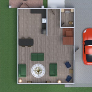 floorplans namas terasa garažas virtuvė sandėliukas 3d
