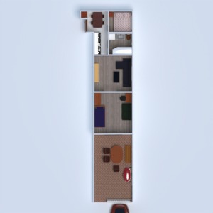 floorplans butas baldai miegamasis svetainė virtuvė 3d